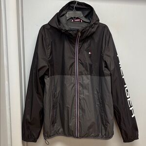 🖤 Tommy Hilfiger Water & Wind Resistant Hooded Jacket | Men’s XL | Black/Gray